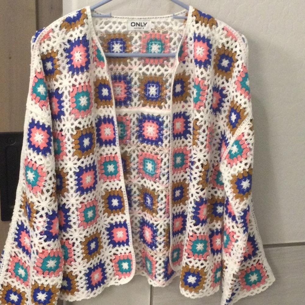 ONLY Women's Colorful Crochet Cardigan